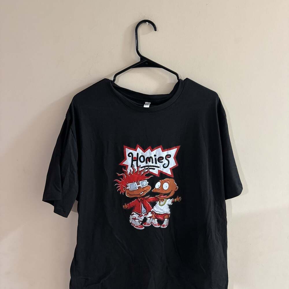 Rugrats Homies Chuckie & Tommy Black T-Shirt XXL Y2K Cartoon Tee